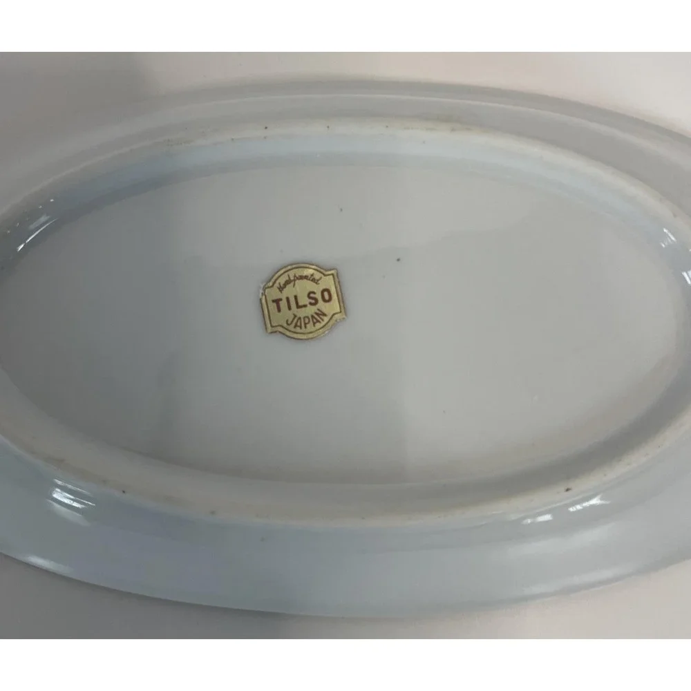 Tilso Japan Vintage Butter Dish Trinket Dish Shades of Blue Roses - Picture 12 of 16